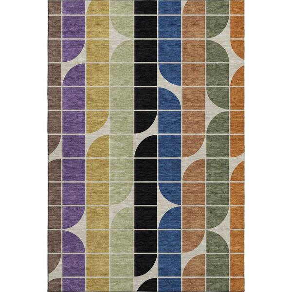 Mayfield Premium Machine Washable Abstract AMF2418 Blue 10 ft. x 14 ft. Area Rug