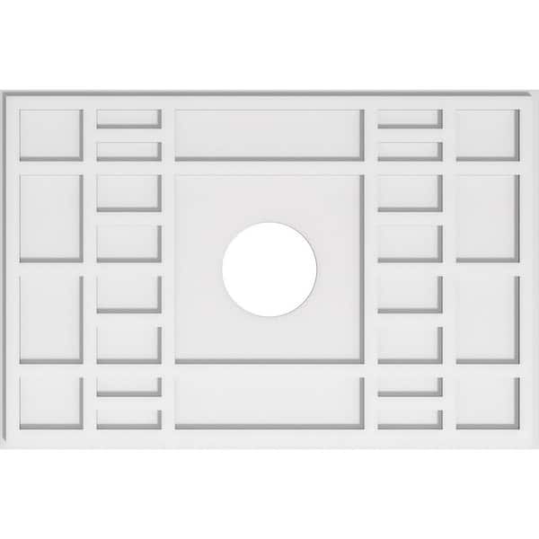 Ekena Millwork 34 in. W x 22-5/8 in. H x 6 in. ID x 1 in. P Beaux Architectural Grade PVC Contemporary Ceiling Medallion