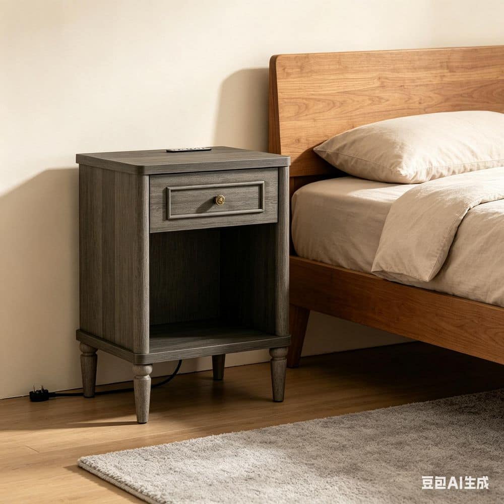 (Set of 2)Dark Grey 19 in. W Traditional Nightstand with Drawer, Power Outlets, USB Port and Vintage Metal Handles price history on PriceWatchPro