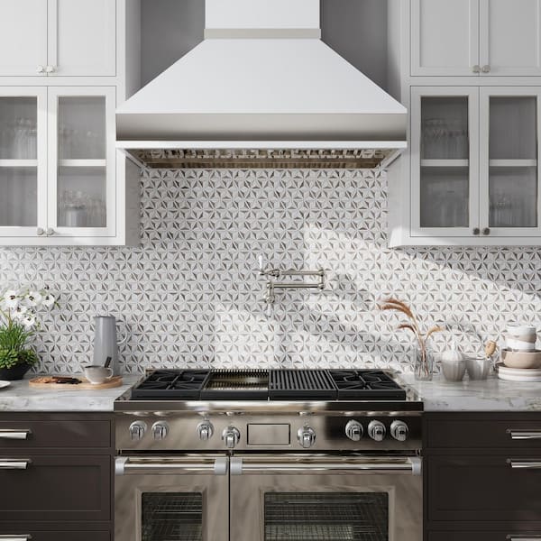 Mirage 12 in. x 12 in. Polished Warm Beige White Marble 3D Pyramid Mosaic Wall and Floor Tile (4.92 sq ft/case) -5 Pack