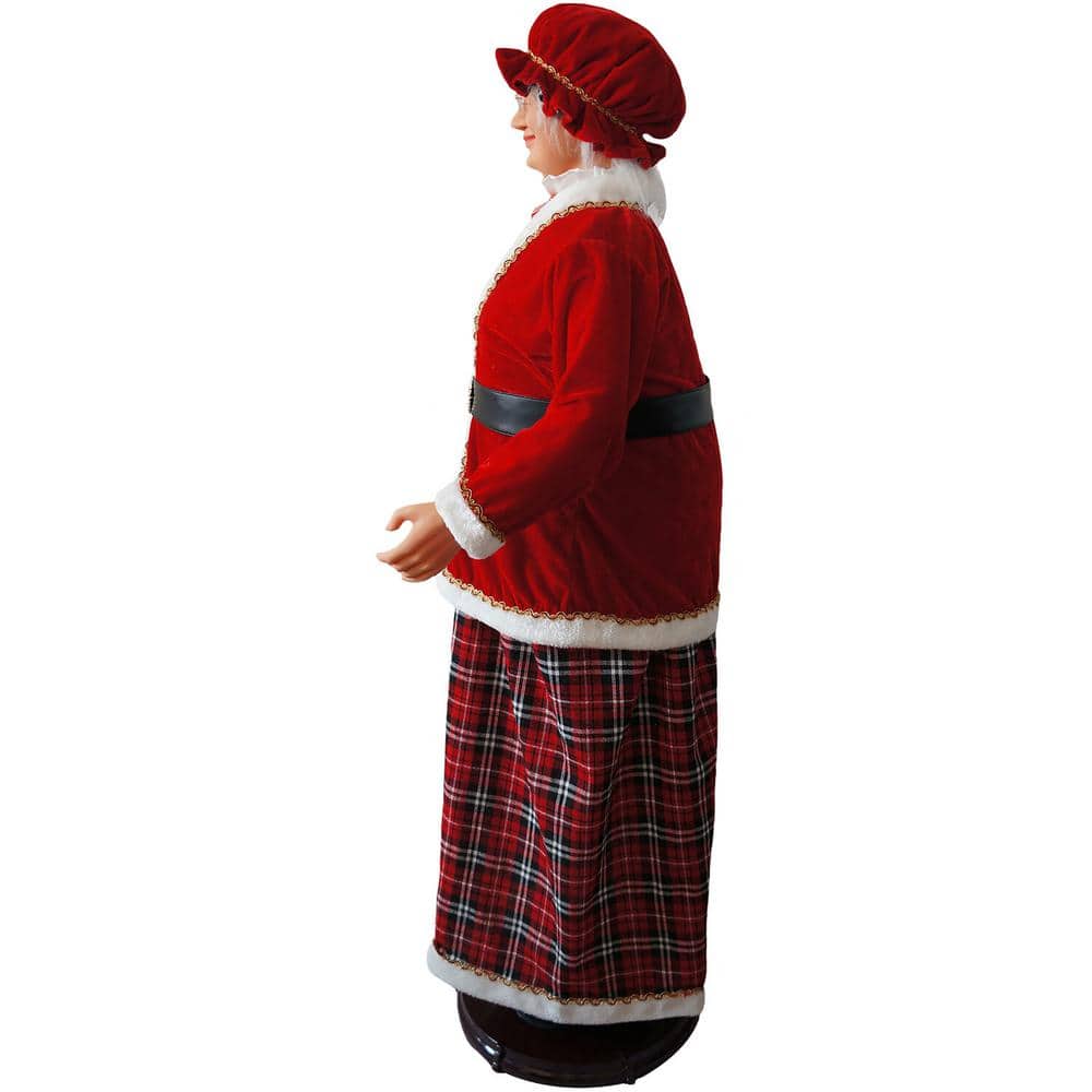 58-Inch Animated Dancing Mrs. Claus with Tartan Skirt and Gift Basket