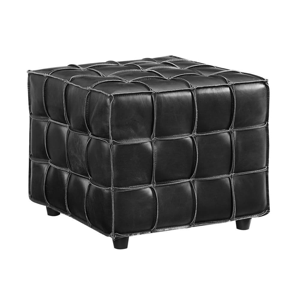 Ember Black Top-Grain Leather Square Ottoman price history on PriceWatchPro