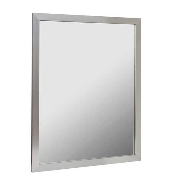 CRAFT + MAIN Reflections 24 in. W x 30 in. H Single Framed Wall Mirror in Brushed Nickel