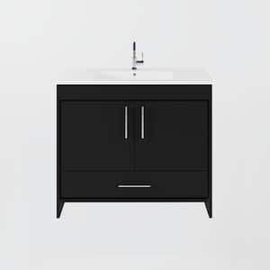 Pacific 40 in. W x 18 in. D x 34 in. H Bath Vanity in Black with White Ceramic Vanity Top with White Basin
