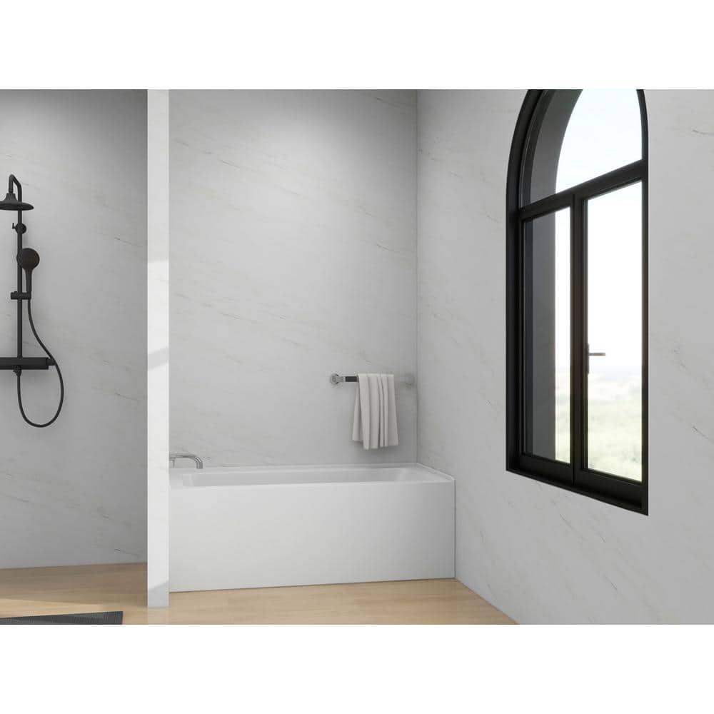 White Matte Black 60" Acrylic Alcove Skirt Bathtub