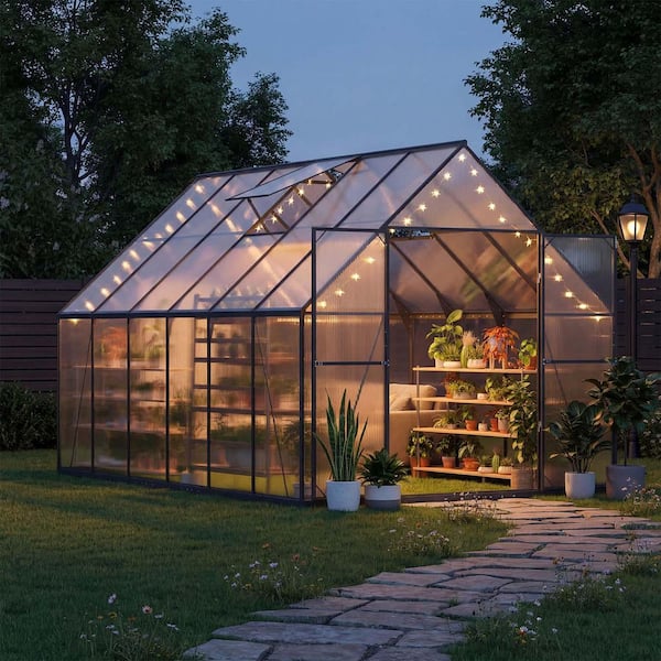 Sizzim 8 ft. W x 12 ft. D x 7 ft. H Outdoor Greenhouse