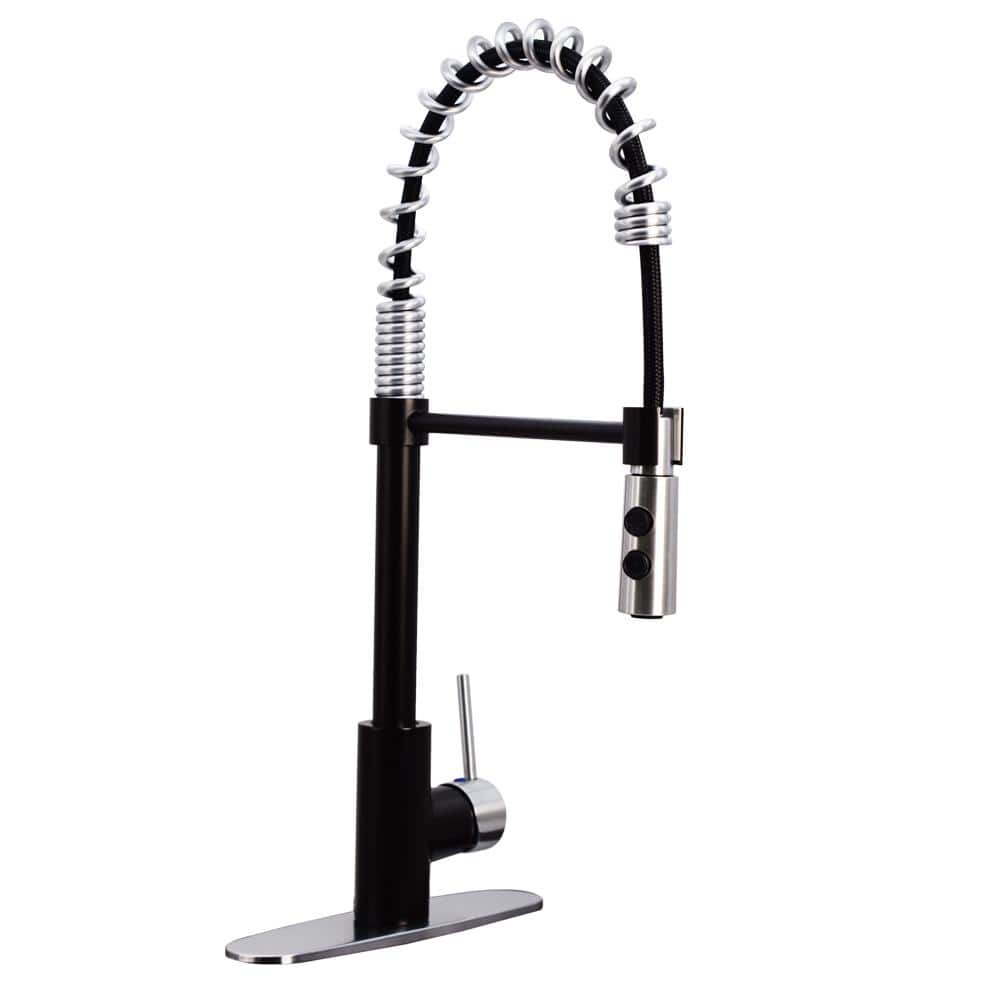 Single-Handle Pull Down Sprayer Kitchen Faucet with Dual Function Spray Head in Oil Rubbed Bronze/Stainless Steel -  Westbrass, KS18A-1220