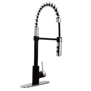 Single-Handle Pull Down Sprayer Kitchen Faucet with Dual Function Spray Head in Oil Rubbed Bronze/Stainless Steel