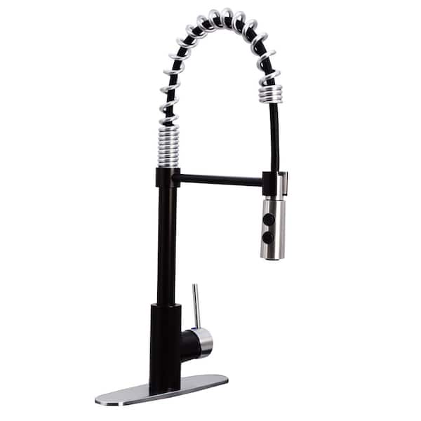 Westbrass Single-Handle Pull Down Sprayer Kitchen Faucet with Dual Function Spray Head in Oil Rubbed Bronze/Stainless Steel