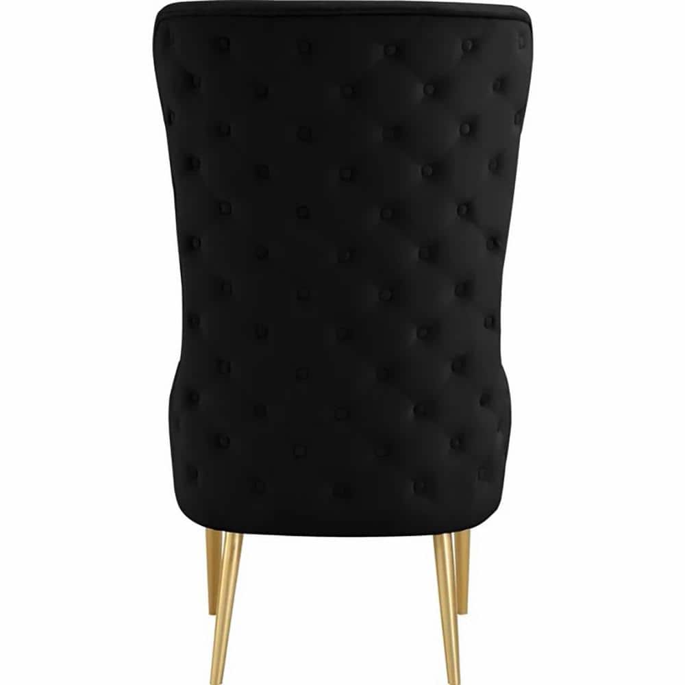 Venetian Black Velvet High Back Accent Chair with Gold Legs