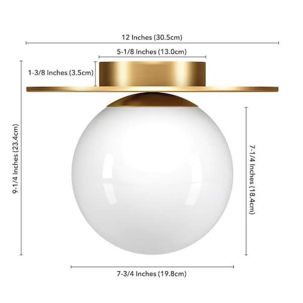 Meyer&Cross Amma 12 in. 1-Light Brushed Brass and White Flush