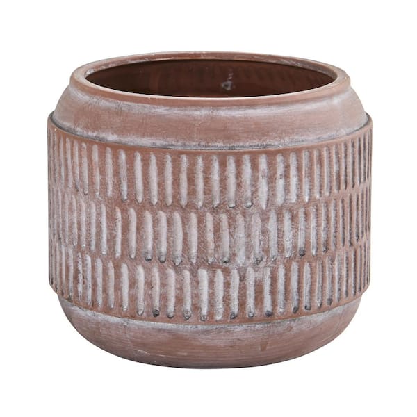 Nearly Natural 8in. Boho Chic Ceramic Embossed Planter