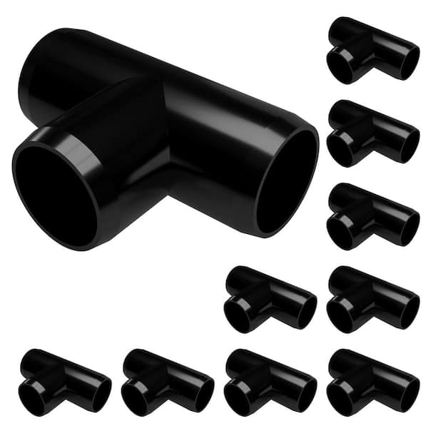 Formufit 1/2 in. Furniture Grade PVC Tee in Black (10-Pack)