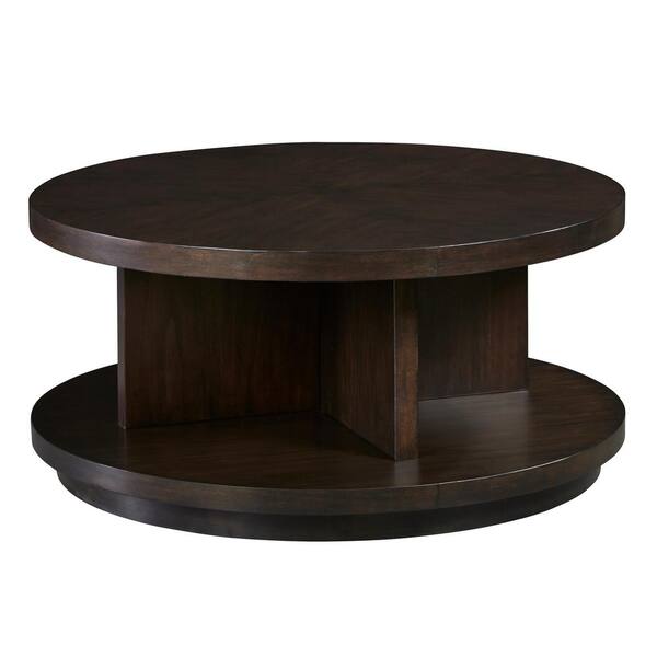 Progressive Furniture Grove 38 in. Chocolate Mahogany Medium Round Wood Coffee Table with Casters