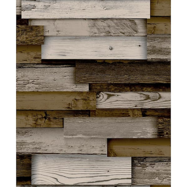 Artistick Rustic Wood Walnut Paper L And Stick Non Woven Wallpaper Roll 300239 - Contact Paper For Walls Home Depot