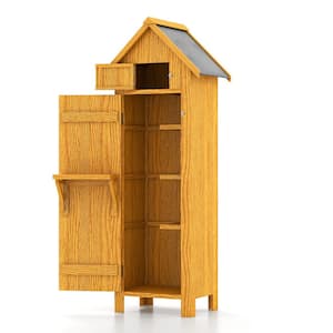 2 ft. W x 1.5 ft. D Wood Golden Brown Storage Cabinet, Garden Storage Shed (2 sq. ft.)