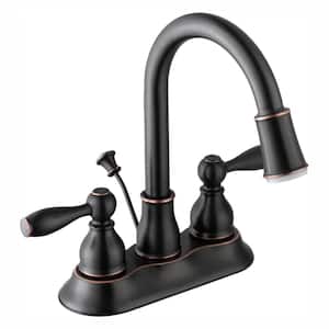 Mandouri 4 in. Centerset 2-Handle LED High-Arc Bathroom Faucet in Bronze