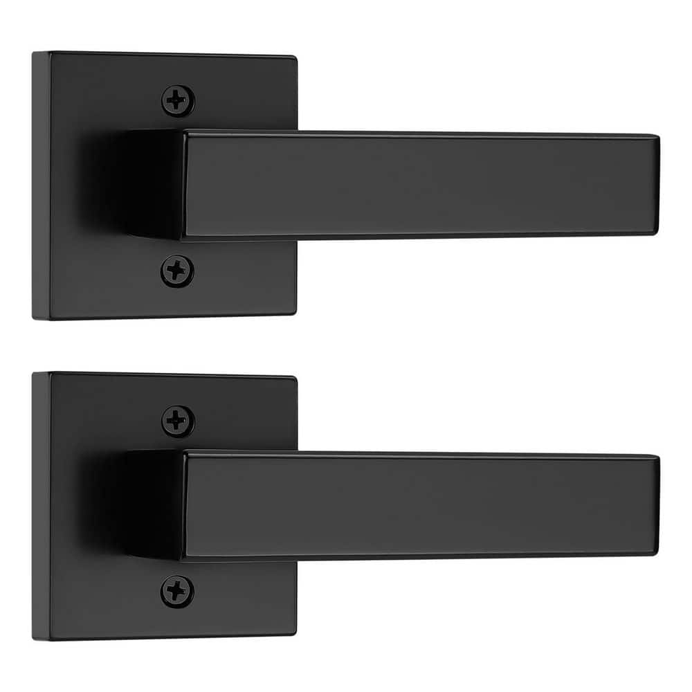 2-Piece Bath Hardware Set Included Square Dummy Door Lever in Black, Non-Turning Single Side Pull with Black Finish price history on PriceWatchPro