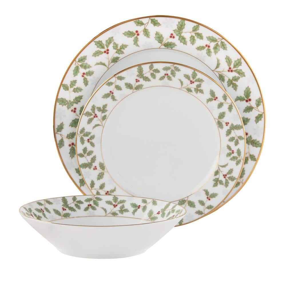 White Porcelain Soup Bowl Set with Gold Trim, Service for 4