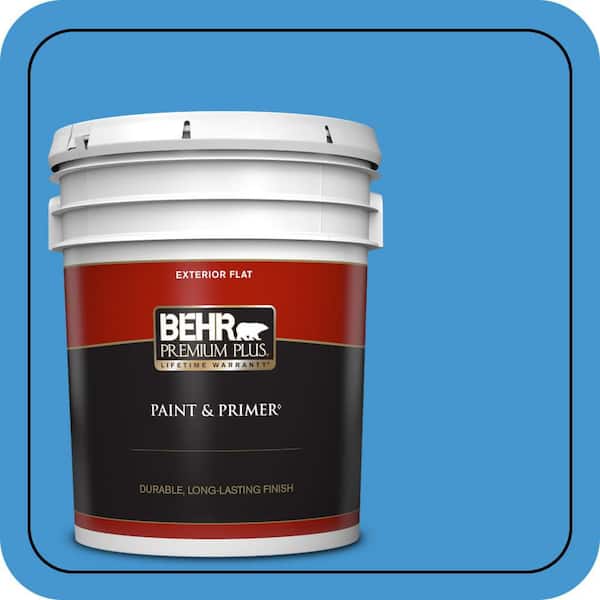 BEHR PREMIUM PLUS 5 gal. #P510-5 Perfect Sky Flat Exterior Paint & Primer