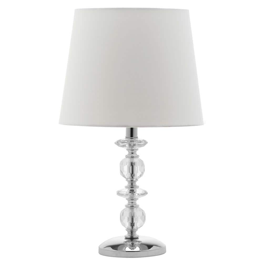 Derry 15-Inch Clear Crystal Table Lamp with Off-White Shade
