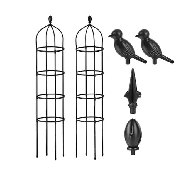 2-Pack 6 Ft Garden Obelisk Trellis for Climbing Plants, Rustproof Metal Support for Roses, Vines and Pots-Black