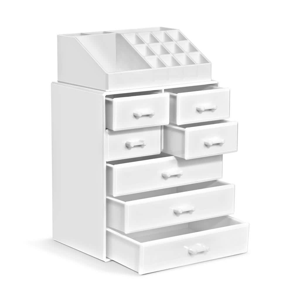 Makeup Organizer, Brush Holder and Make Up Storage Drawers and Tray, Acryli