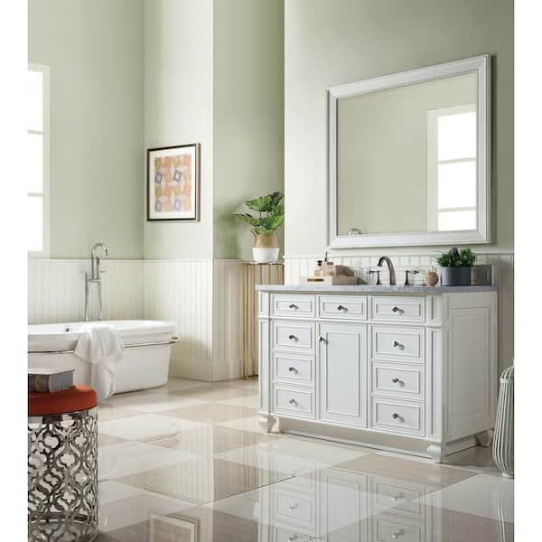 Bristol 44 in. W x 40 in. H Large Framed Rectangular Wall Mount Bathroom Vanity Mirror in Bright White