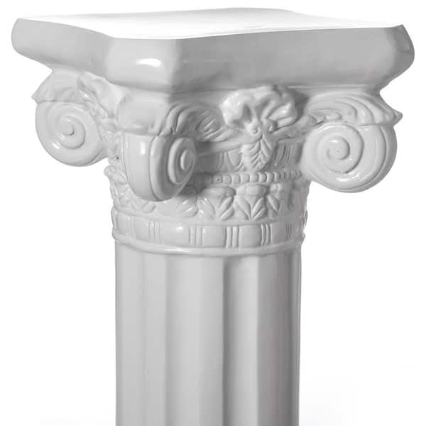 Uniquewise Fiberglass White Plinth Roman Style Column Piller
