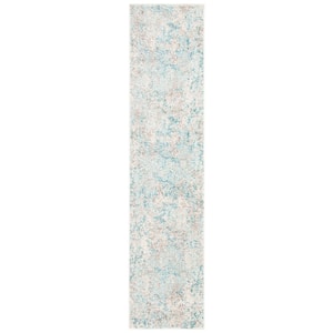 Madison Ivory/Teal 2 ft. x 8 ft. Geometric Abstract Runner Rug