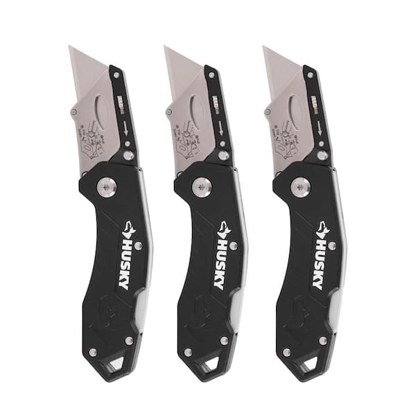 HUSKY 3-PACK FOLDING LOCK-BACK Utility Knife