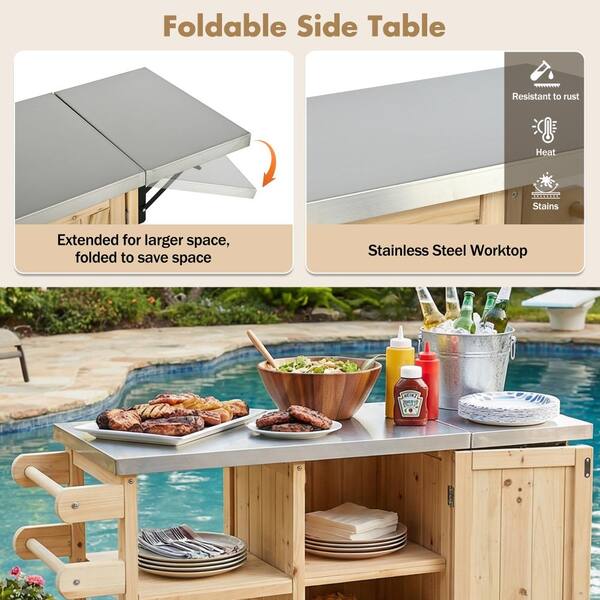 Nestfair Natural Stainless Steel Top 39.7 in. Outdoor Kitchen