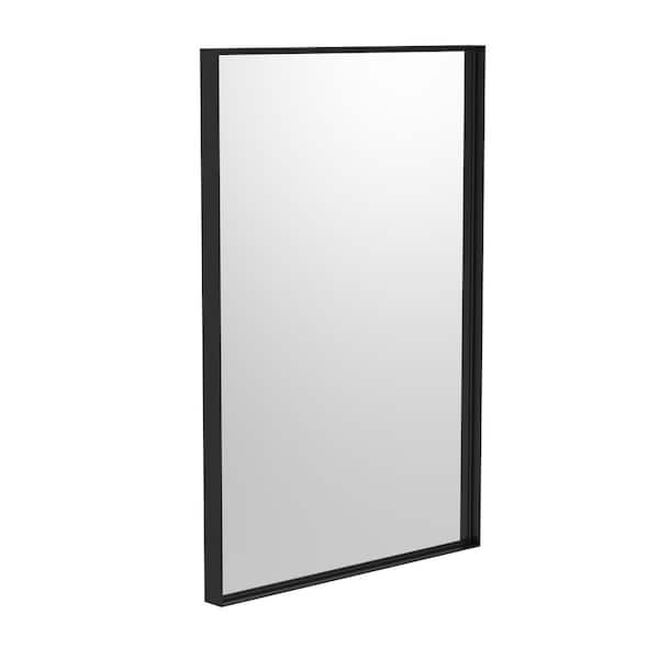 16 in. W x 24 in. H Rectangular Framed French Cleat Wall Mounted Tempered Glass Bathroom Vanity Mirror in Matte Black