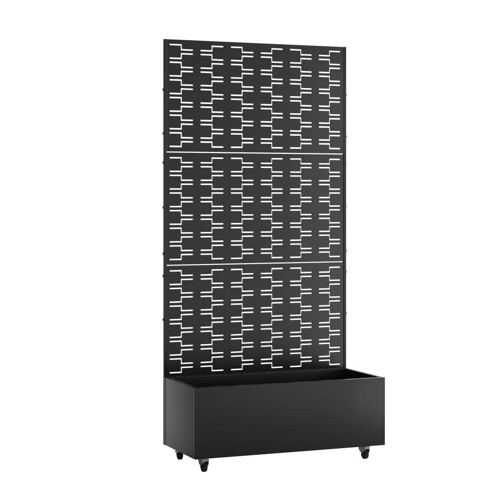 70.8 in. H × 35.4 in. W Black Privacy Metal Garden Fence Screen Panels with Planter Box and Lockable Wheels price history on PriceWatchPro
