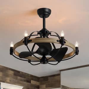 27 in. Indoor Bronze Farmhouse Ceiling Fan with Light, Semi Flush Mount Chandelier Ceiling Fan for Living Room