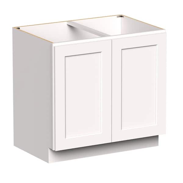 36in. W x 24 in. D x 34.5in. H HDF Ready to Assemble Standard Base Cabinet Kitchen Cabinet in White w/ 2 Doors&2 Shelves