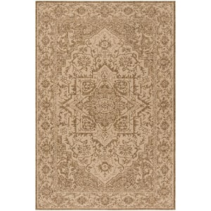 Linden Cream/Beige 5 ft. x 8 ft. Floral Medallion Border Area Rug