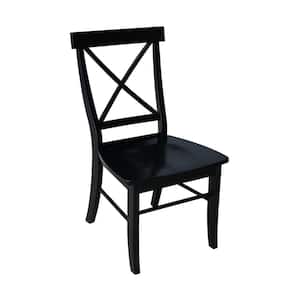 Black Wood X Back Dining Chair (Set of 2)
