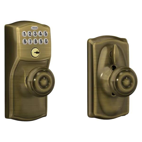 Schlage Camelot Antique Brass Electronic Keypad Door Lock with