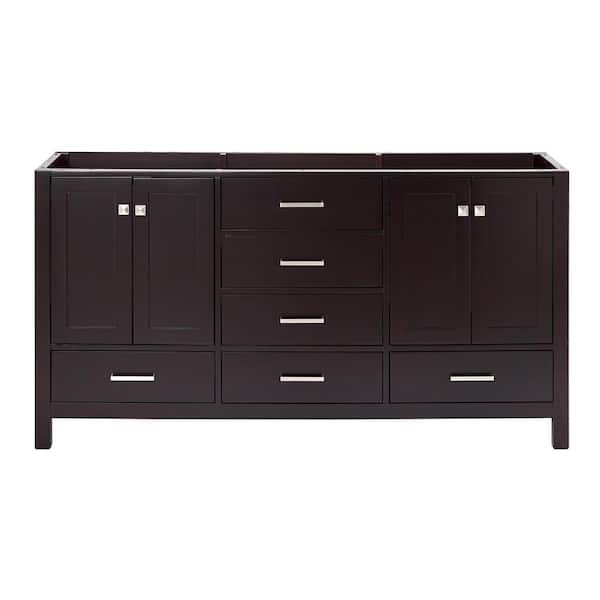 Cambridge 66 in. W x 21.5 in. D x 34.5 in. H Double Freestanding Bath Vanity Cabinet without Top in Espresso