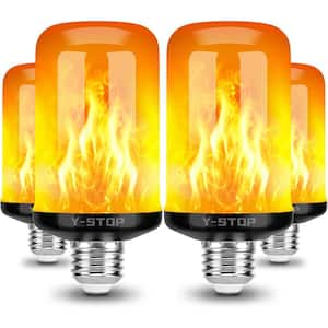 60-Watt F20 E26 Flame LED Light Bulb w/Upside Down Effect and 4 Modes Flicker in Orange for Holiday Decoration (4-Pack)