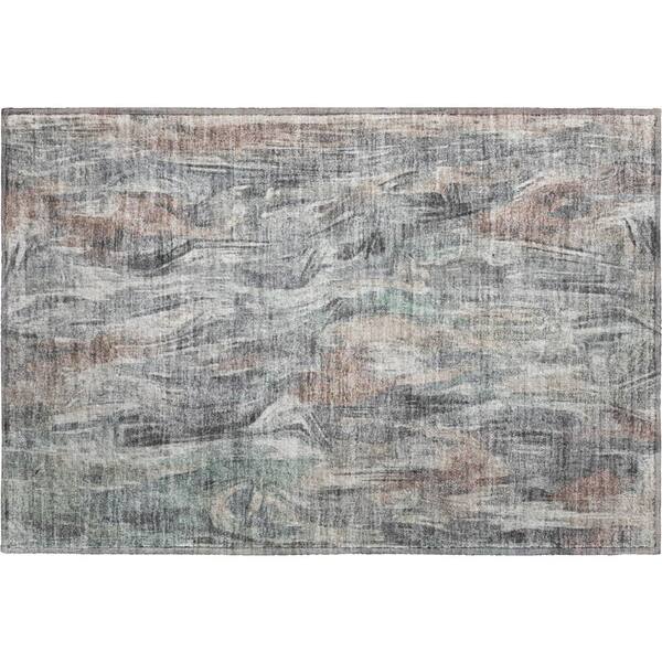 Mayfield Premium Machine Washable Abstract AMF2269 Gray 2 ft. x 3 ft. Accent Rug