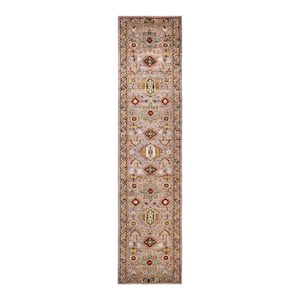Serapi One-of-a-Kind Traditional Light Gray 2 ft. x 10 ft. Runner Hand Knotted Tribal Area Rug