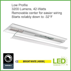 4 ft. ECO LowPro 3208 Lumens Integrated LED White Wraparound Light 4000K Bright White Dimmable Workshop Garage Light