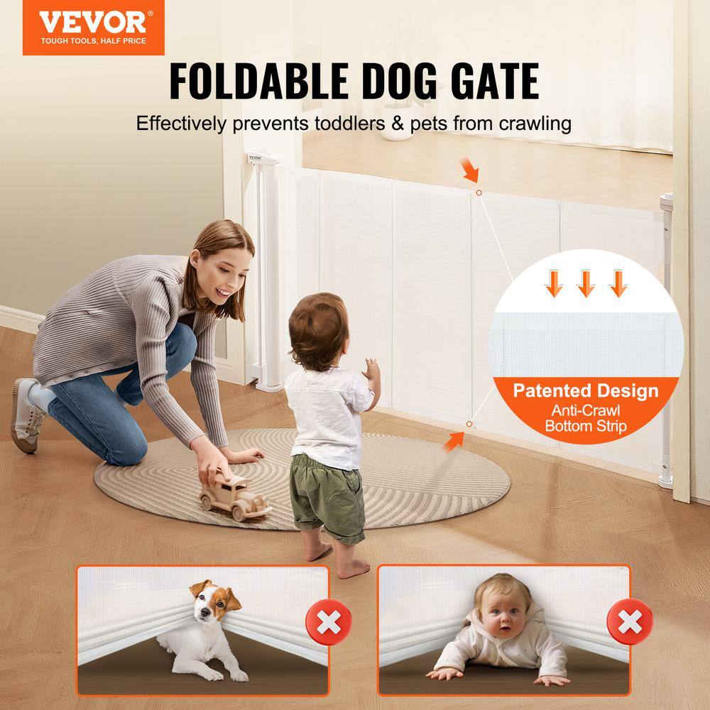 White Retractable Plastic Pet Gate for Stairways and Doorways