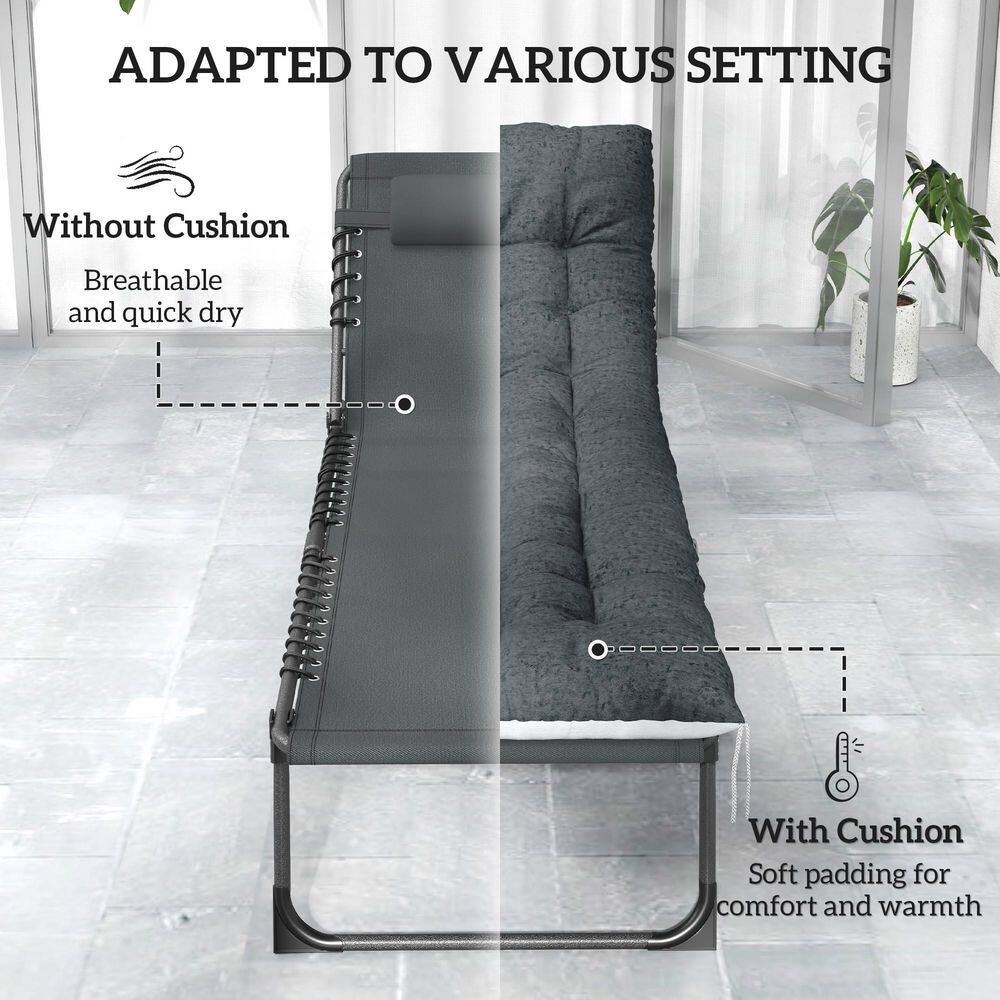 Gray and White Cushioned Folding Outdoor Chaise Lounge Set