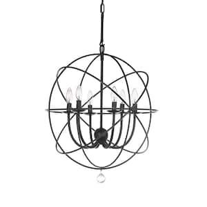 Evie 6-Light Black Candle-Style Cage Chandelier Lighting