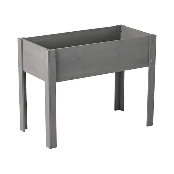 40 in. x 20 in. x 31 in. Gray Wood Raised Garden Bed with Drain holes and Legs for Plants Flowers Fruits Vegetable Herb