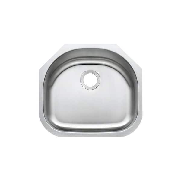 23 in. Undermount D-Shape Single Bowl 18 Gauge Stainless Steel Kitchen Sink