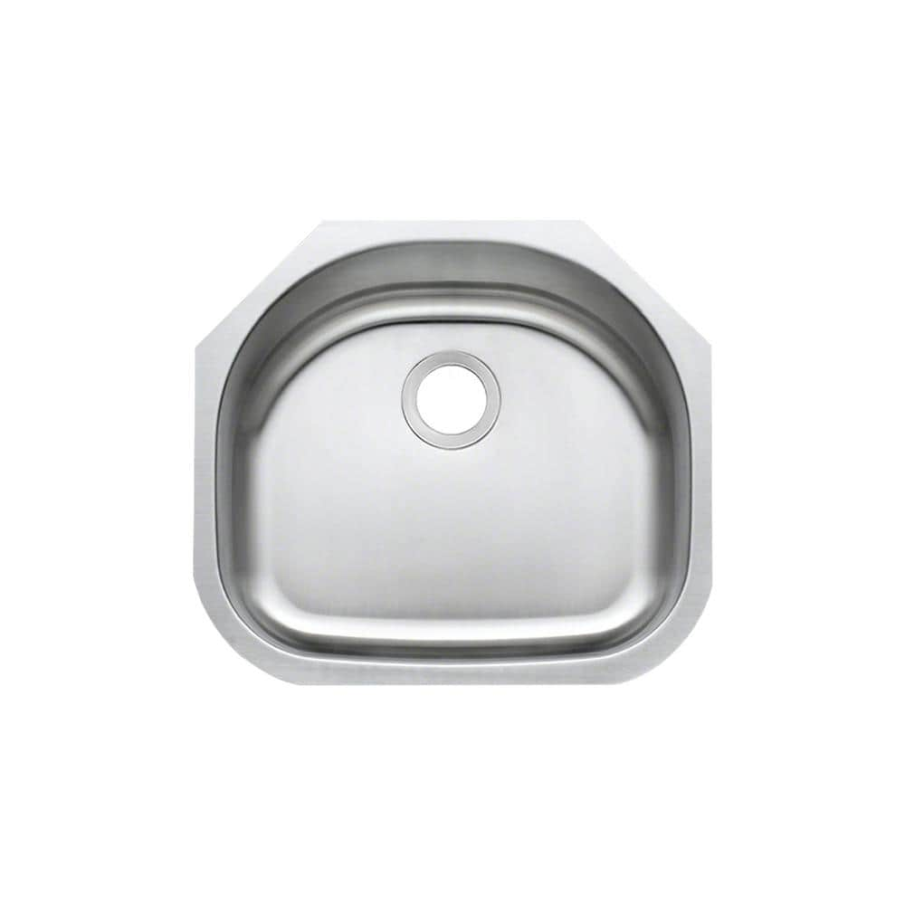 CHESHIRE 23 in. Undermount Single D-Shape Bowl 18 Gauge Stainless Steel ...